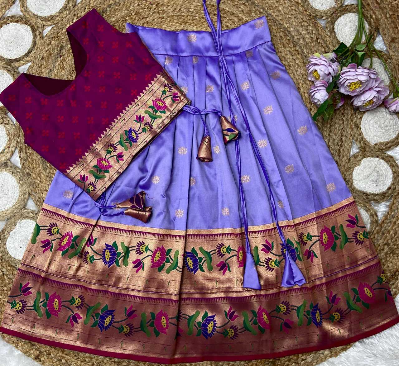 Ynf Paithani Silk KESH685 LOTUS Kids Wear Festive Collections Wholesale Kids Lehenga Kids Lehenga Choli Baby Girl Lehenga Manufacturer- Kapda Export