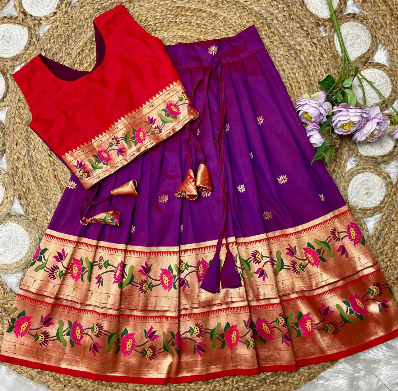 Ynf Paithani Silk KESH685 LOTUS Kids Wear Festive Collections Wholesale Kids Lehenga Kids Lehenga Choli Baby Girl Lehenga Manufacturer- Kapda Export