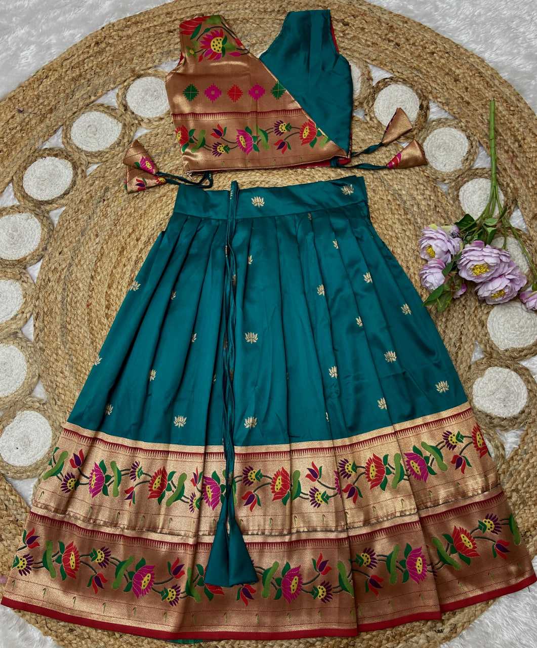 Ynf Paithani Silk KESH685 LOTUS Kids Wear Festive Collections Wholesale Kids Lehenga Kids Lehenga Choli Baby Girl Lehenga Manufacturer- Kapda Export