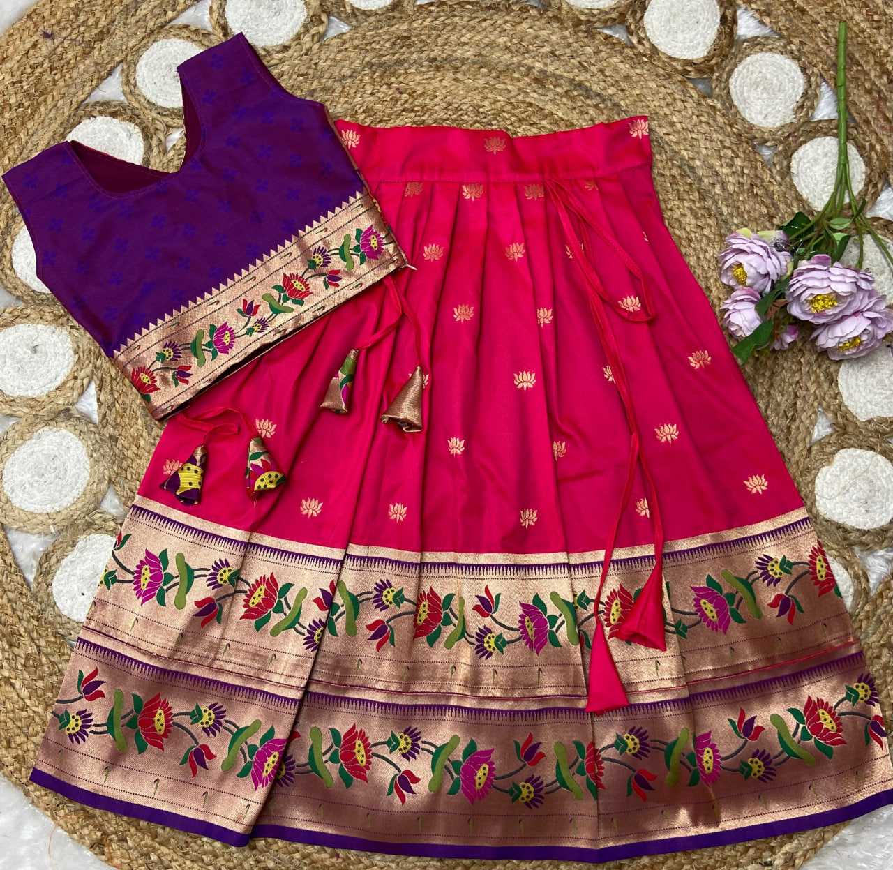 Ynf Paithani Silk KESH685 LOTUS Kids Wear Festive Collections Wholesale Kids Lehenga Kids Lehenga Choli Baby Girl Lehenga Manufacturer- Kapda Export