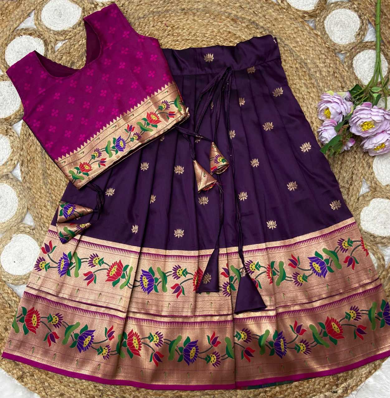 Ynf Paithani Silk KESH685 LOTUS Kids Wear Festive Collections Wholesale Kids Lehenga Kids Lehenga Choli Baby Girl Lehenga Manufacturer- Kapda Export