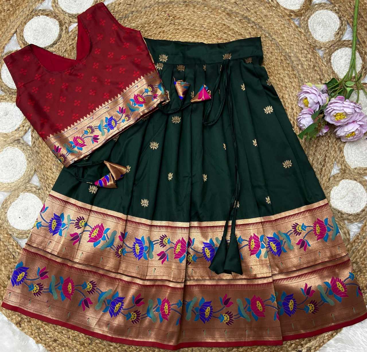 Ynf Paithani Silk KESH685 LOTUS Kids Wear Festive Collections Wholesale Kids Lehenga Kids Lehenga Choli Baby Girl Lehenga Manufacturer- Kapda Export
