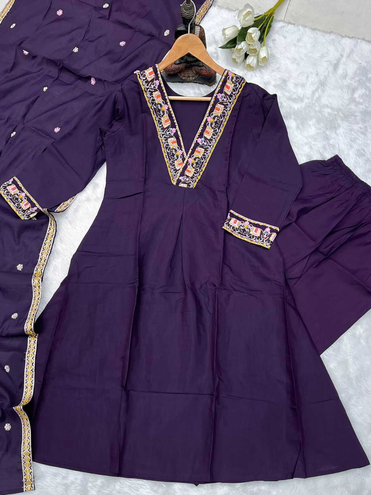 Ynf Premium Roman Silk KESH730 102 Suits & Dresses Wedding Collections Festive Collections Wholesale Ladies Silk Suit Embroidered Suits Wedding Outfits Manufacturer- Kapda Export