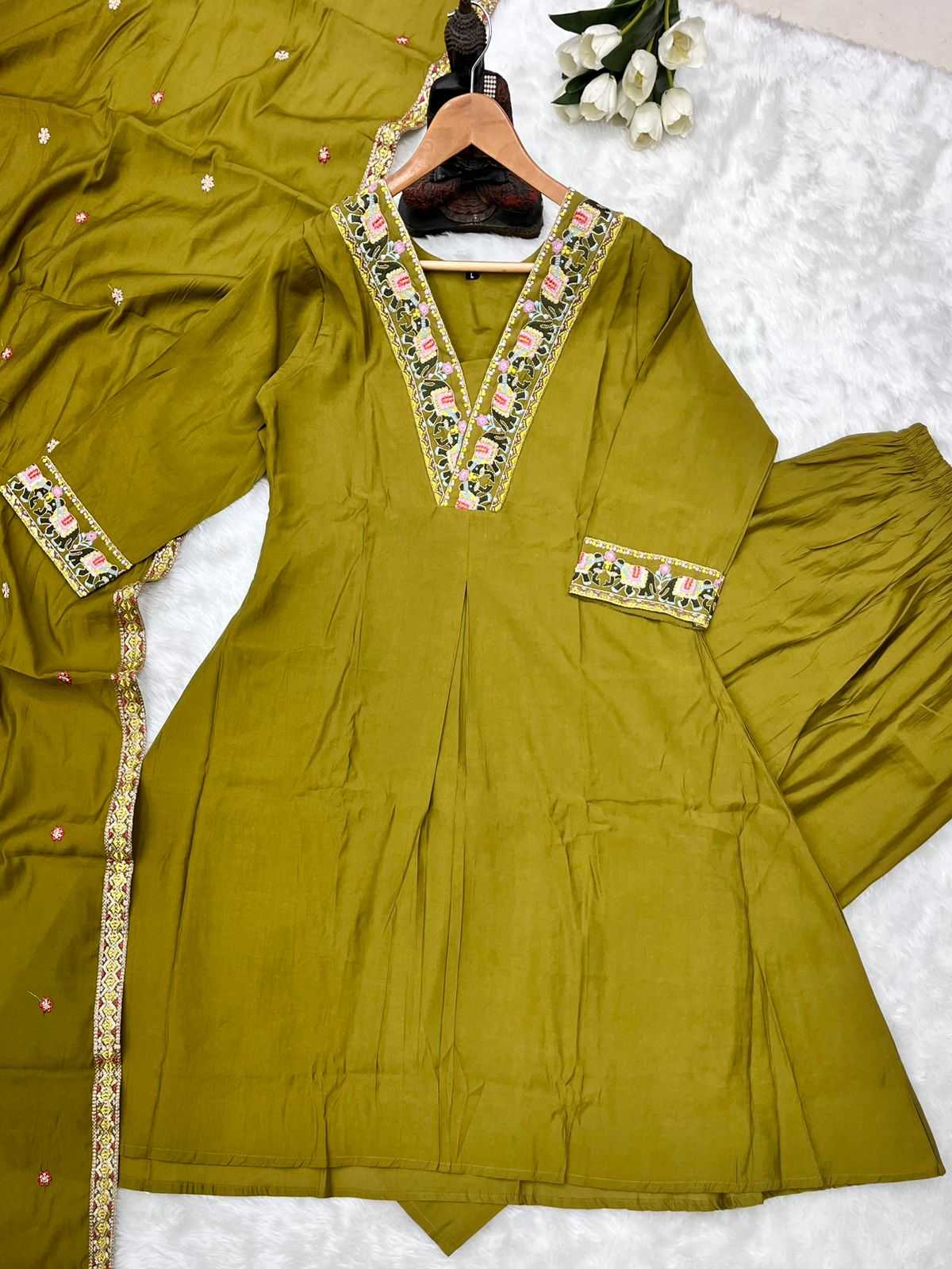 Ynf Premium Roman Silk KESH730 102 Suits & Dresses Wedding Collections Festive Collections Wholesale Ladies Silk Suit Embroidered Suits Wedding Outfits Manufacturer- Kapda Export