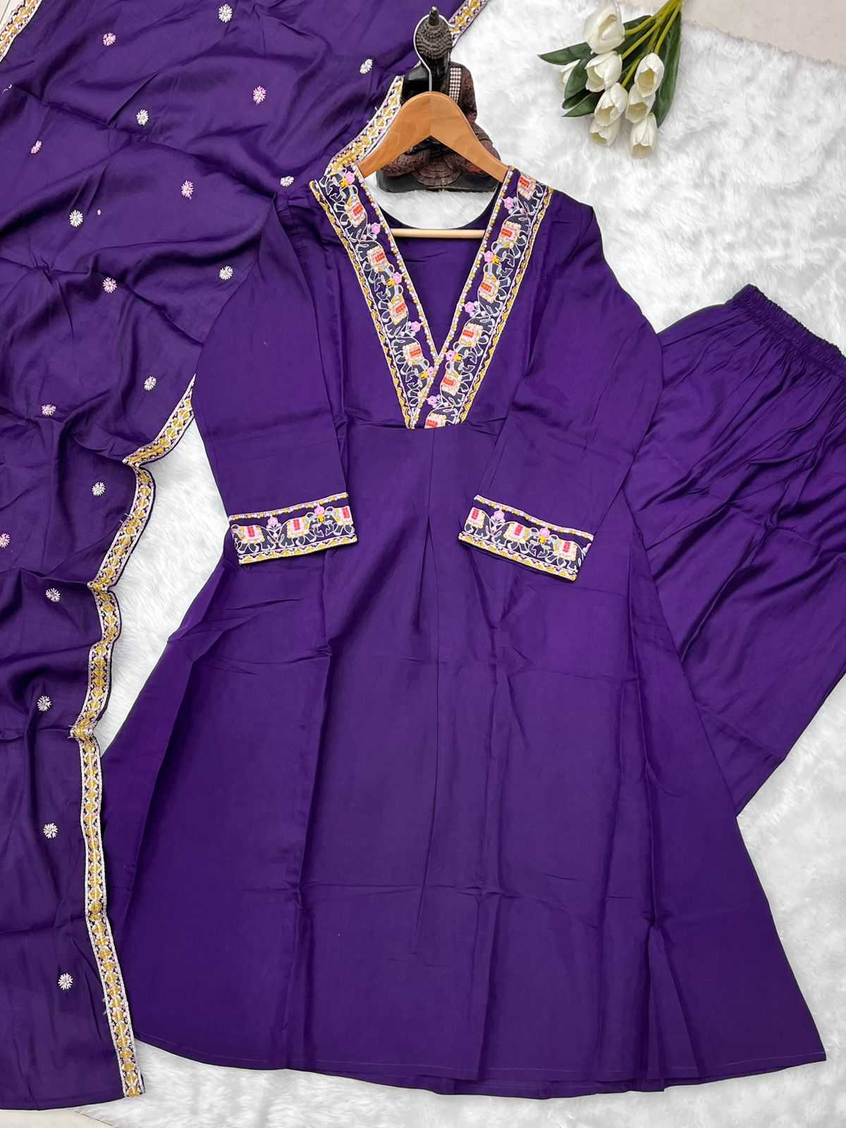 Ynf Premium Roman Silk KESH730 102 Suits & Dresses Wedding Collections Festive Collections Wholesale Ladies Silk Suit Embroidered Suits Wedding Outfits Manufacturer- Kapda Export