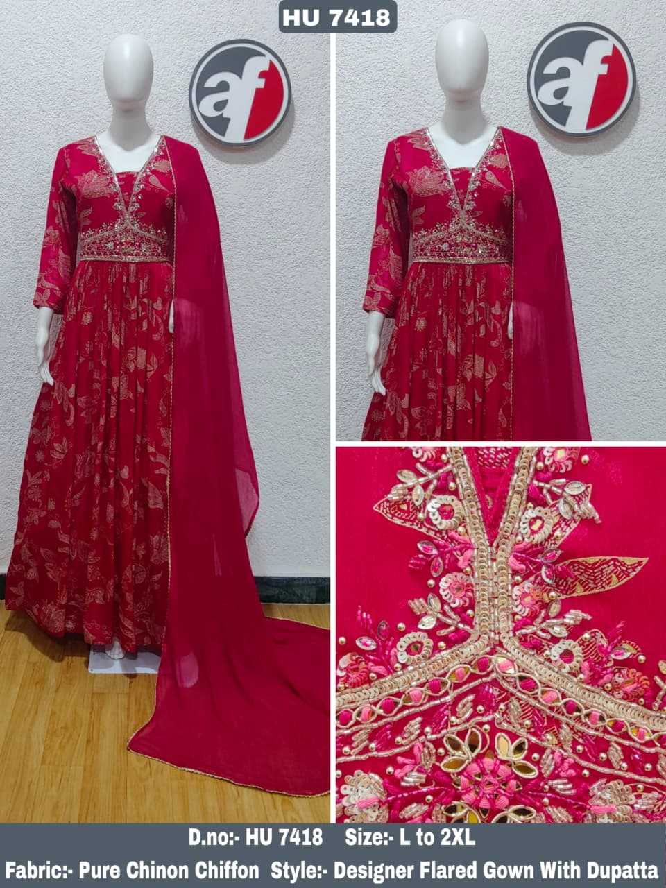 Ynf Pure Chiffon KESH530 ANUJ 7417 Gowns Wholesale Party Gowns Designer Gowns Chiffon Gowns Manufacturer- Kapda Export