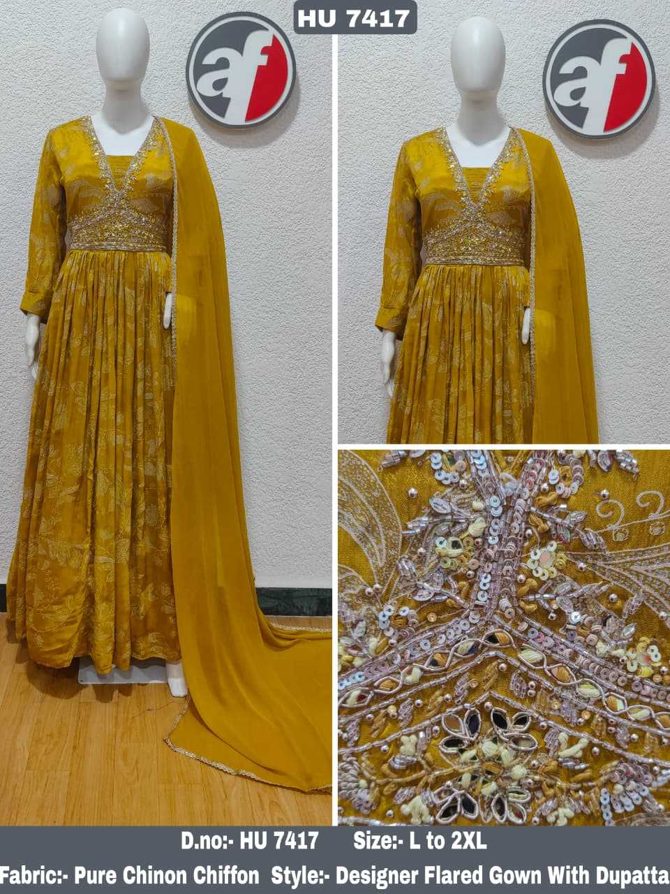 Ynf Pure Chiffon KESH530 ANUJ 7417 Gowns Wholesale Party Gowns Designer Gowns Chiffon Gowns Manufacturer- Kapda Export