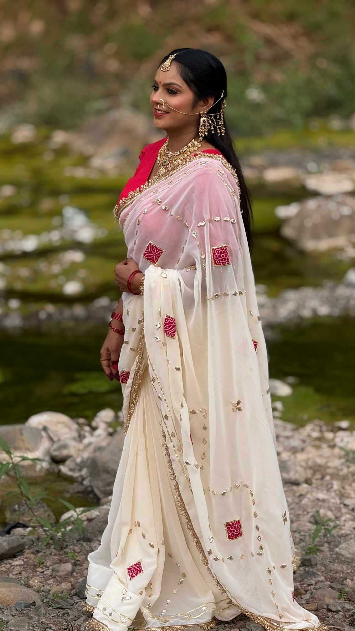 Ynf Pure Chiffon KESH576 najmeen Sarees Wholesale Fancy Sarees Gota Patti Sarees Bandhani Bandhej Sarees Manufacturer- Kapda Export