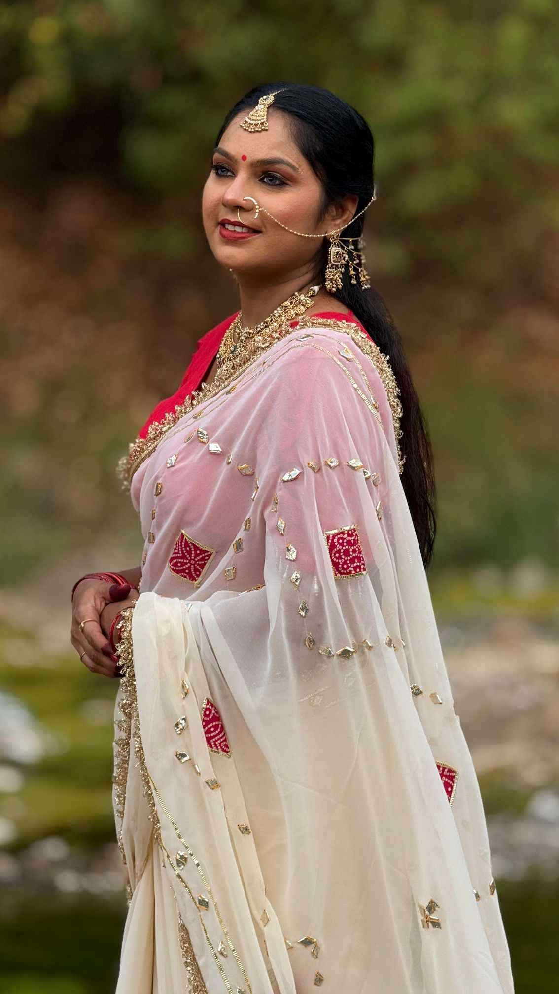 Ynf Pure Chiffon KESH576 najmeen Sarees Wholesale Fancy Sarees Gota Patti Sarees Bandhani Bandhej Sarees Manufacturer- Kapda Export