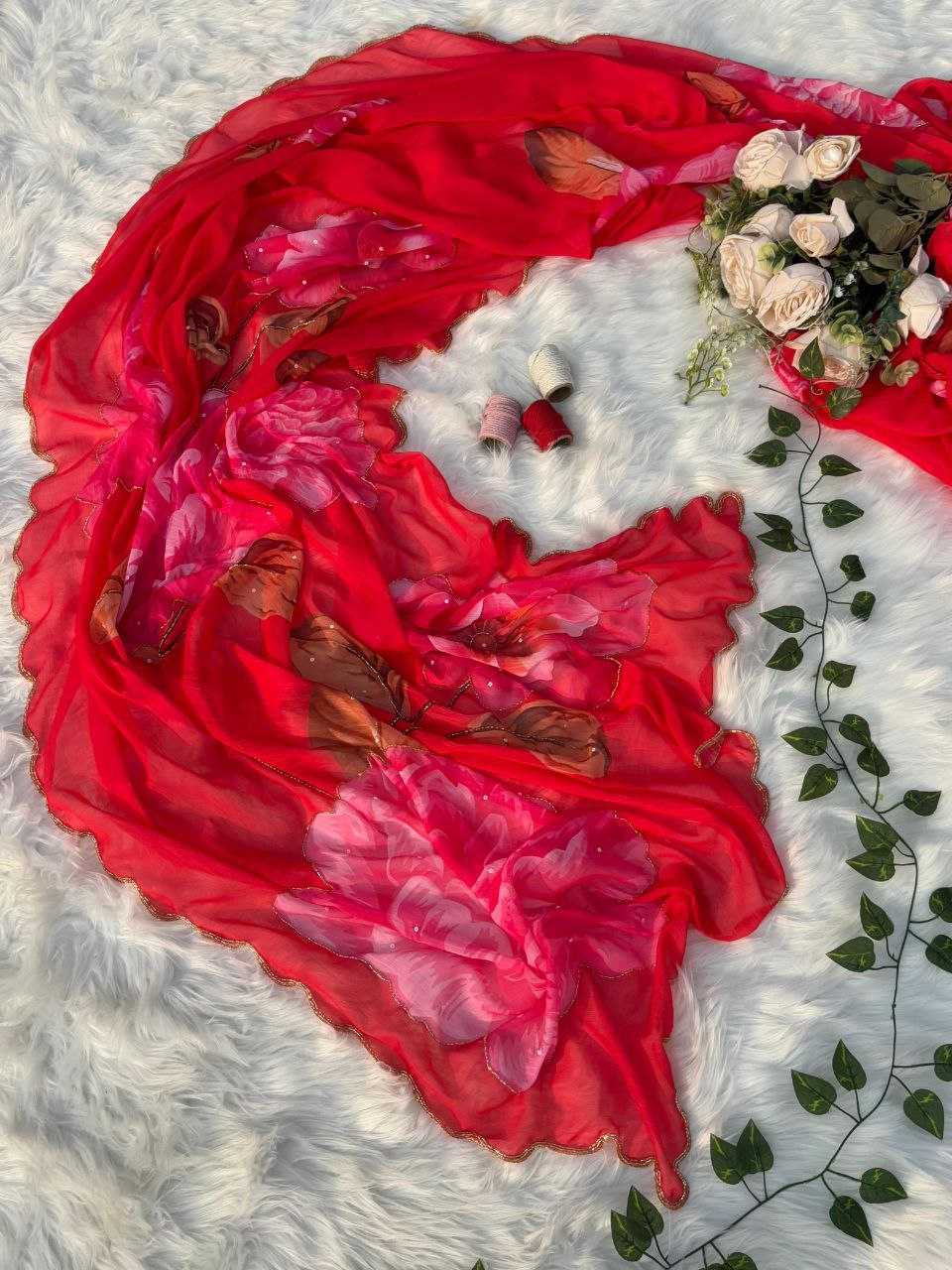 Ynf Pure Chiffon KESH589 Lavisha Sarees Wholesale Printed Sarees Chiffon Sarees Embroidered Sarees Manufacturer- Kapda Export