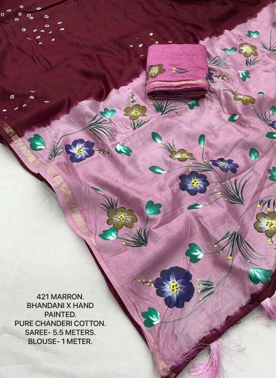 Ynf Pure Cotton KESH433 mira Sarees Wholesale Chanderi Sarees Zari Sarees Bandhani Sarees Manufacturer- Kapda Export