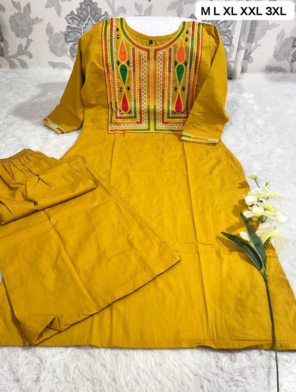 Ynf Pure Cotton KESH684 WORK Kurti Wholesale Embroidered Kurtis Kurti With Palazzo Kurtis With Pockets Manufacturer- Kapda Export