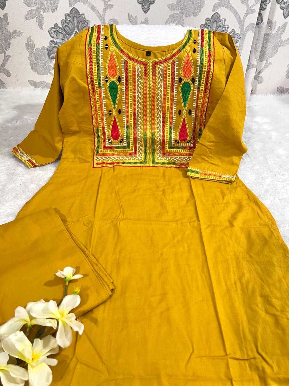 Ynf Pure Cotton KESH684 WORK Kurti Wholesale Embroidered Kurtis Kurti With Palazzo Kurtis With Pockets Manufacturer- Kapda Export