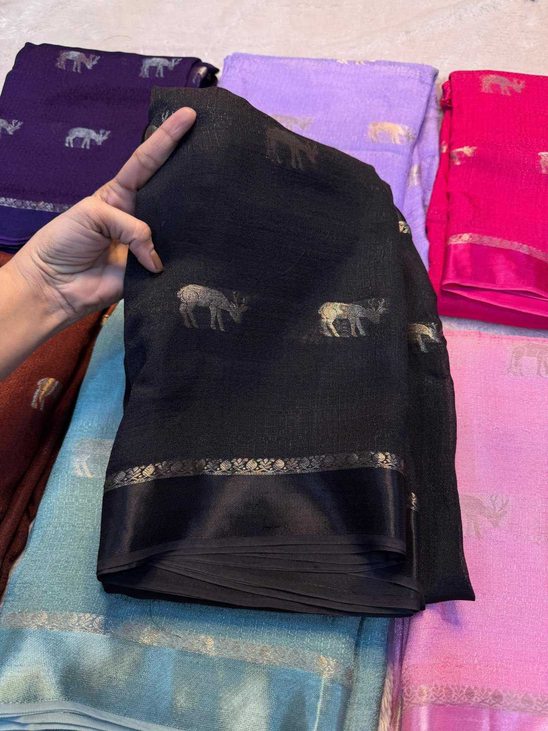 Ynf Pure Viscos KESH604 satin patta Sarees Wholesale Jute Sarees Jacquard Saree Viscose Saree Manufacturer- Kapda Export