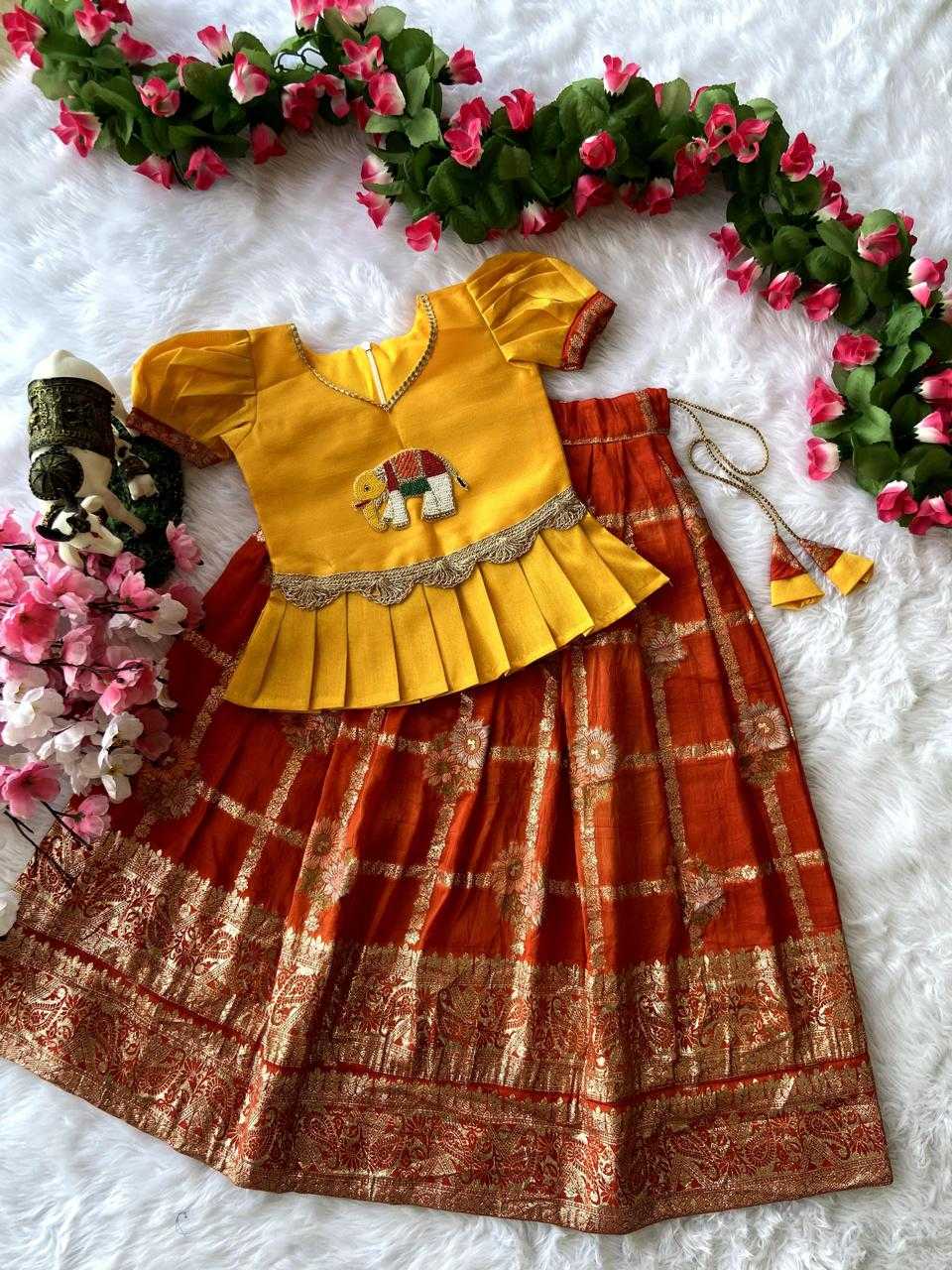 Ynf Pure Viscos RIN235 paavadai Kids Wear Wholesale Kids Lehenga Kids Traditional Outfits Kids Festive Wear Manufacturer- Kapda Export