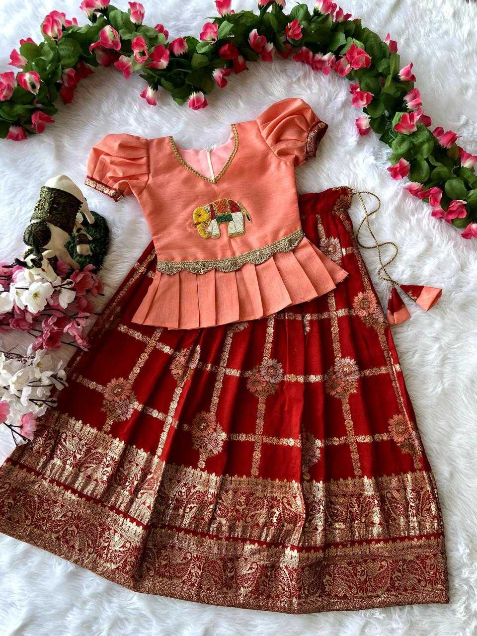 Ynf Pure Viscos RIN235 paavadai Kids Wear Wholesale Kids Lehenga Kids Traditional Outfits Kids Festive Wear Manufacturer- Kapda Export