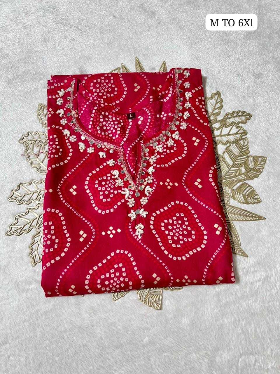 Ynf Rayon Bandhni KESH720 Handwork Kurti Wholesale Designer Kurtis Printed Kurtis Bandhani Kurtis Manufacturer- Kapda Export