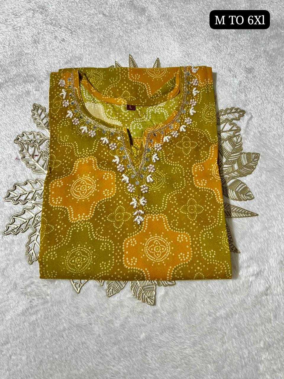 Ynf Rayon Bandhni KESH720 Handwork Kurti Wholesale Designer Kurtis Printed Kurtis Bandhani Kurtis Manufacturer- Kapda Export