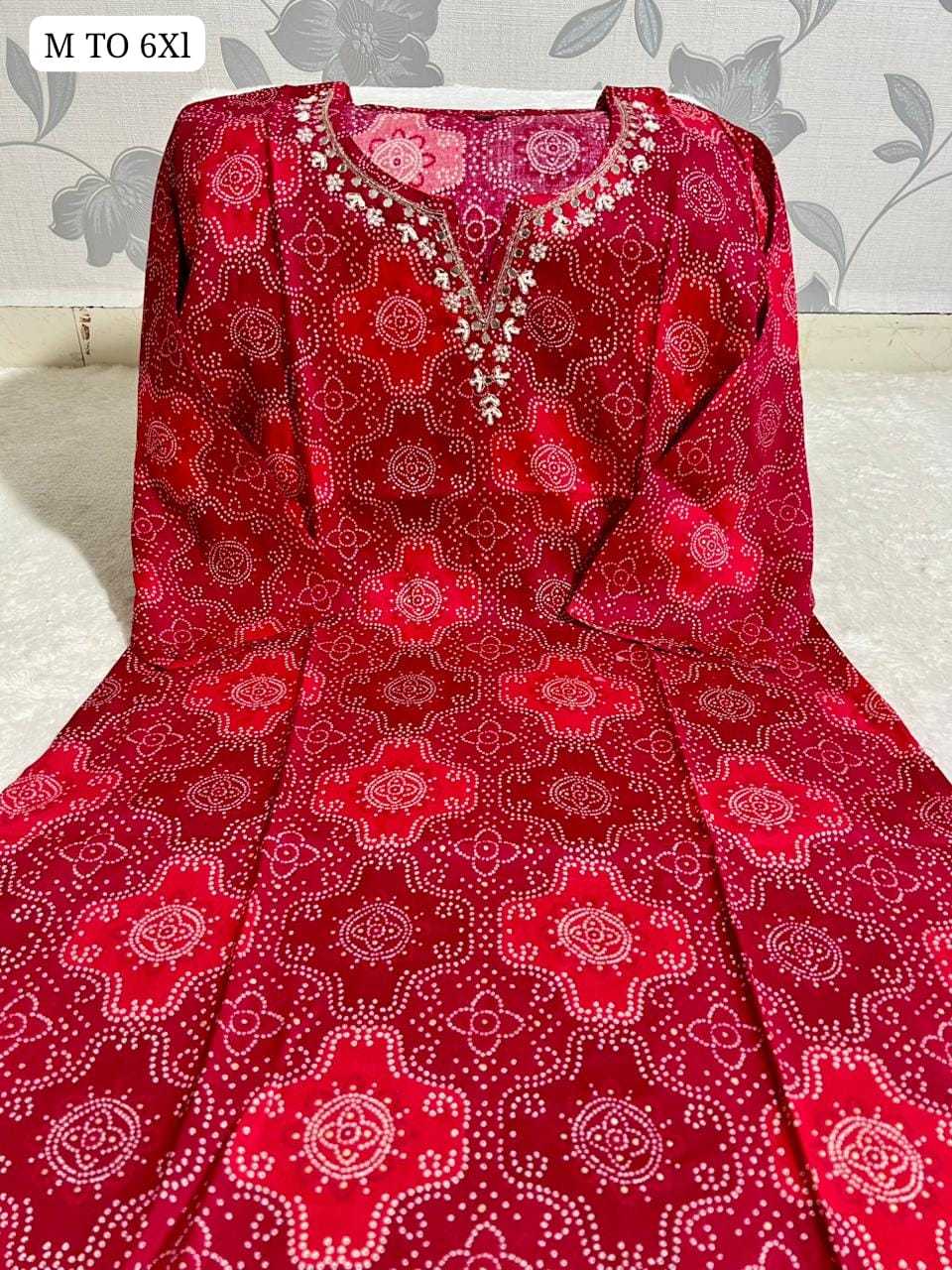 Ynf Rayon Bandhni KESH720 Handwork Kurti Wholesale Designer Kurtis Printed Kurtis Bandhani Kurtis Manufacturer- Kapda Export