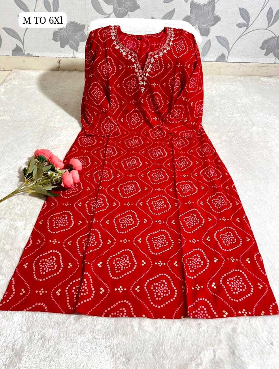 Ynf Rayon Bandhni KESH720 Top Kurti Wholesale Designer Kurtis Printed Kurtis Bandhani Kurtis Manufacturer- Kapda Export