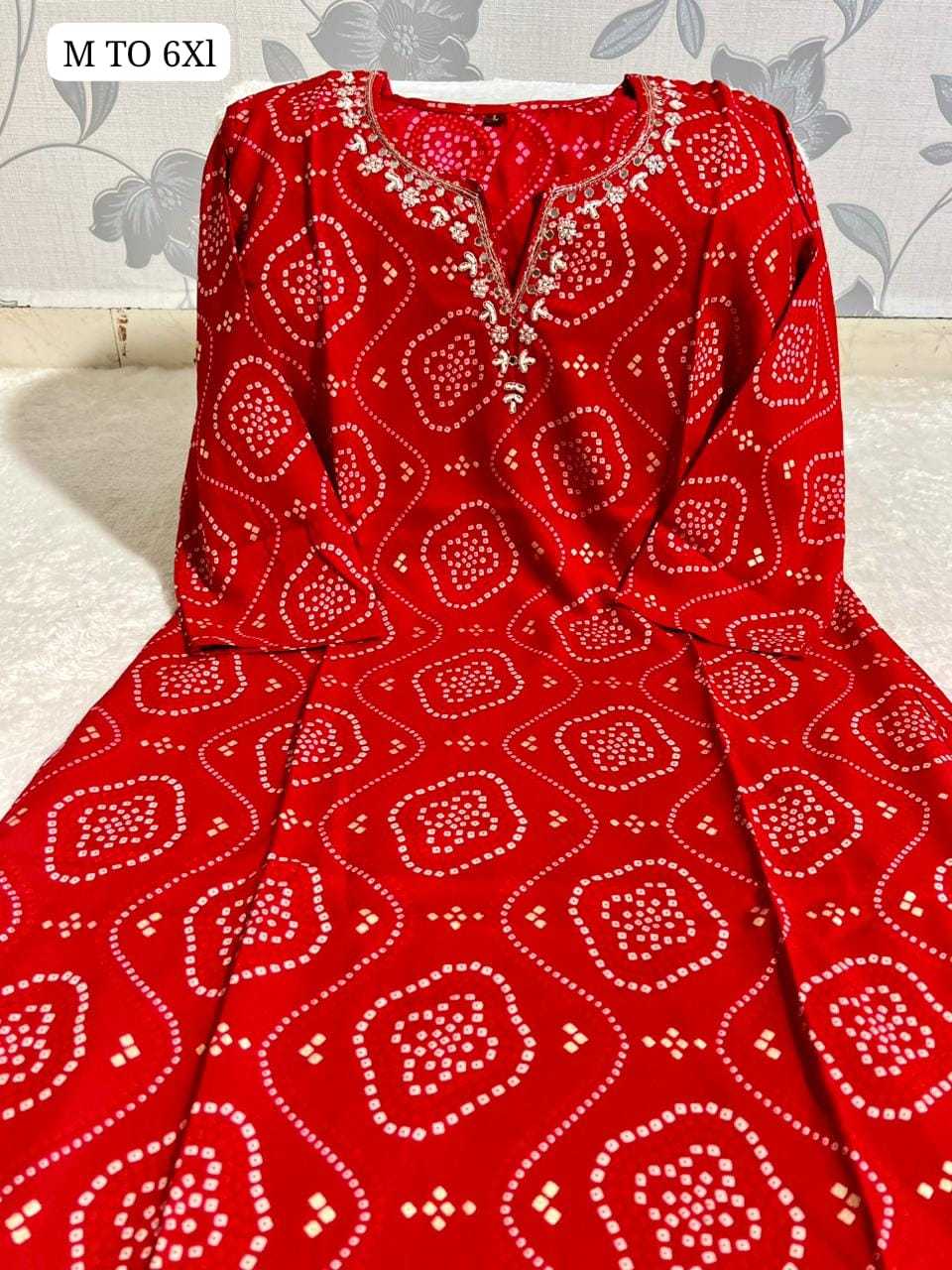 Ynf Rayon Bandhni KESH720 Top Kurti Wholesale Designer Kurtis Printed Kurtis Bandhani Kurtis Manufacturer- Kapda Export