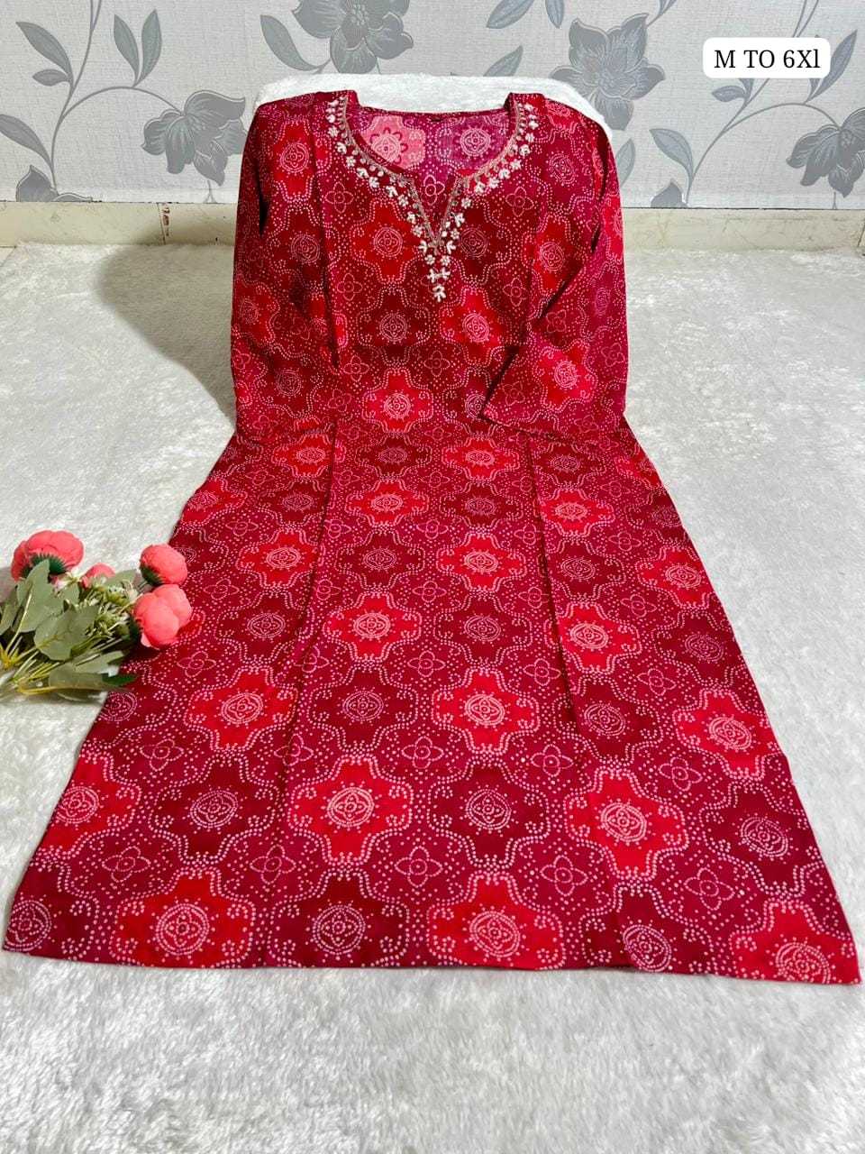 Ynf Rayon Bandhni KESH720 Top Kurti Wholesale Designer Kurtis Printed Kurtis Bandhani Kurtis Manufacturer- Kapda Export
