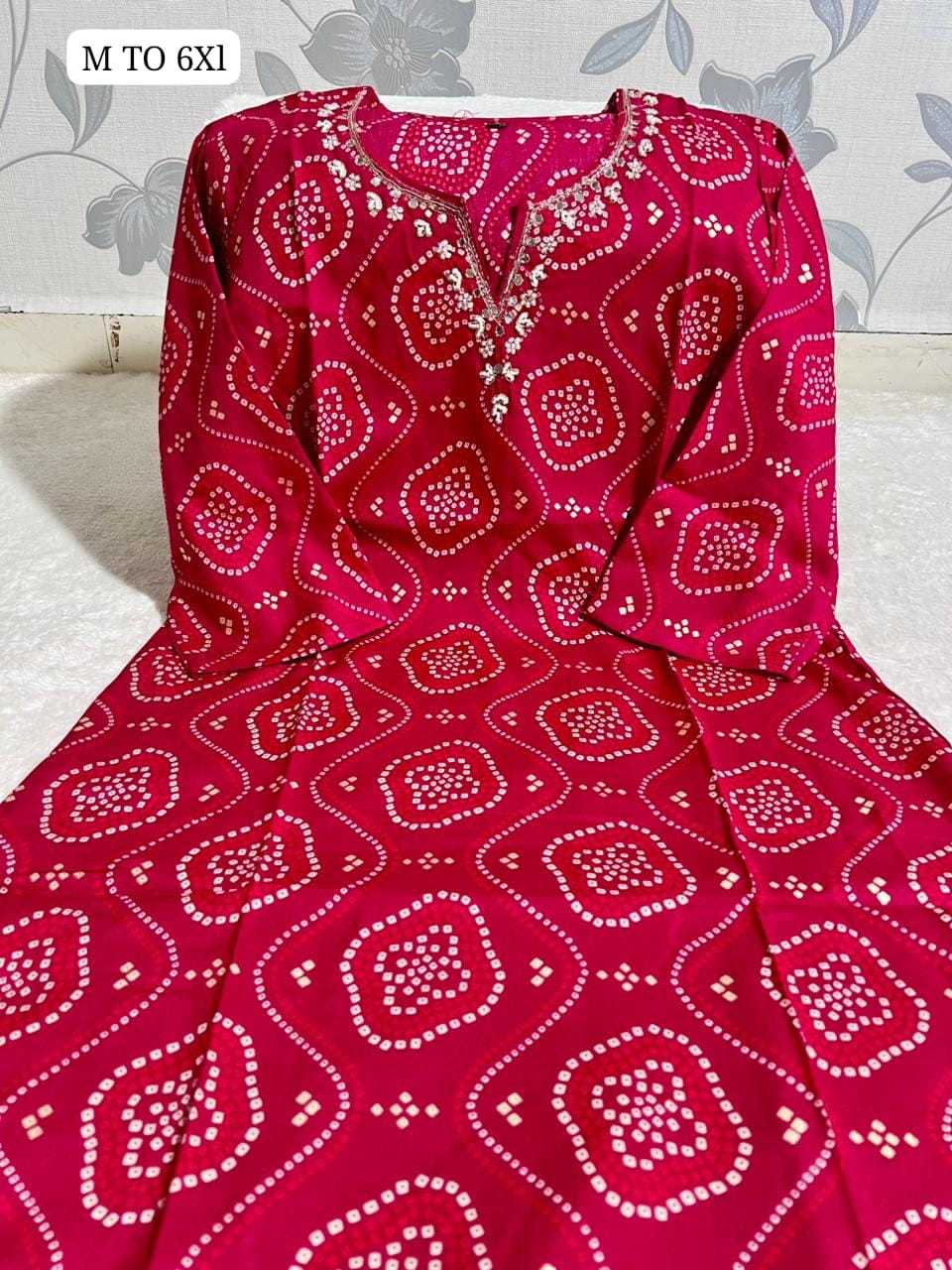 Ynf Rayon Bandhni KESH720 Top Kurti Wholesale Designer Kurtis Printed Kurtis Bandhani Kurtis Manufacturer- Kapda Export