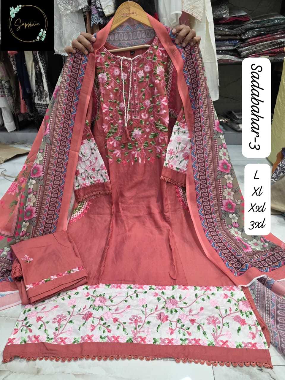 Ynf Rayon KESH557 SADABAHAR-3 Suits & Dresses Wholesale Embroidery Suits Wedding Suits Designer Suits Manufacturer- Kapda Export