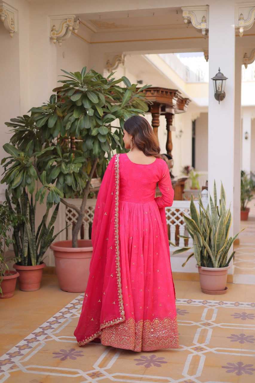 Ynf Russian Silk KESH489 1235 Gowns Wholesale Embroidery Gowns Designer Gowns Full Sleeve Gowns Manufacturer- Kapda Export