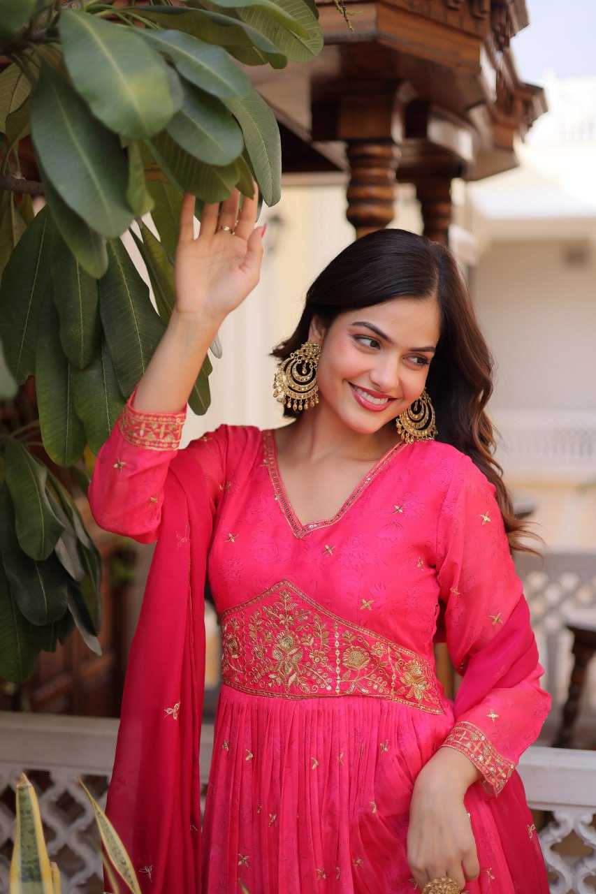 Ynf Russian Silk KESH489 1235 Gowns Wholesale Embroidery Gowns Designer Gowns Full Sleeve Gowns Manufacturer- Kapda Export