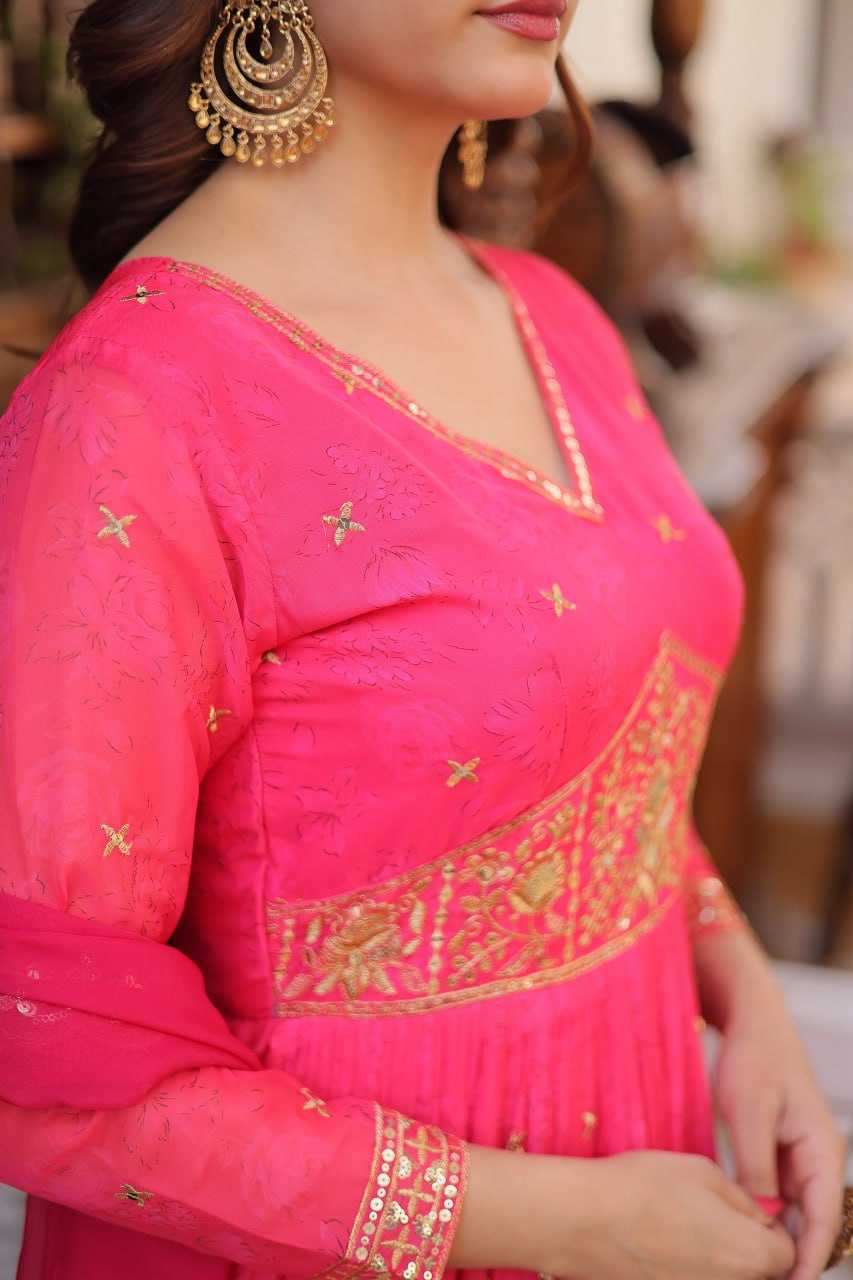 Ynf Russian Silk KESH489 1235 Gowns Wholesale Embroidery Gowns Designer Gowns Full Sleeve Gowns Manufacturer- Kapda Export