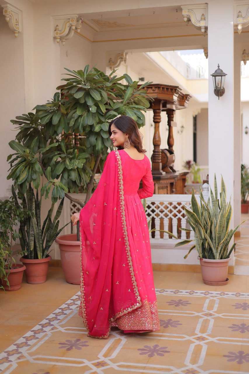 Ynf Russian Silk KESH489 1235 Gowns Wholesale Embroidery Gowns Designer Gowns Full Sleeve Gowns Manufacturer- Kapda Export