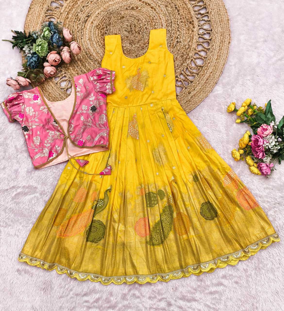 Ynf Russian Silk KESH503 8168 Kids Wear Festive Collections Wholesale Kids Gown Kids Ethnic Gowns Kids Festive Wear Manufacturer- Kapda Export