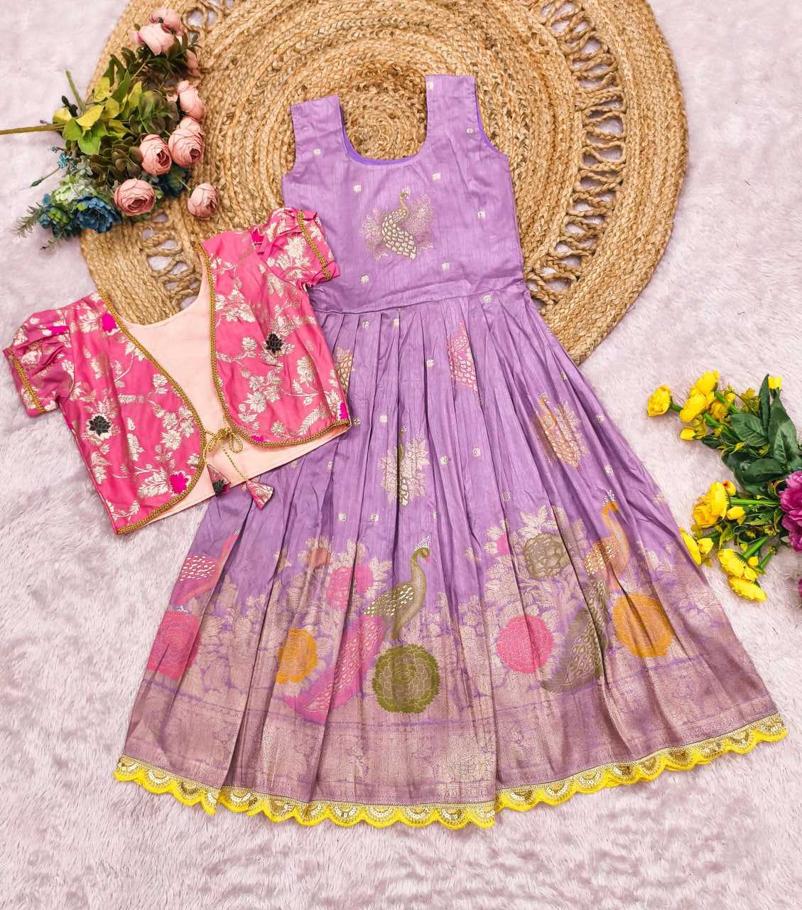 Ynf Russian Silk KESH503 8168 Kids Wear Festive Collections Wholesale Kids Gown Kids Ethnic Gowns Kids Festive Wear Manufacturer- Kapda Export