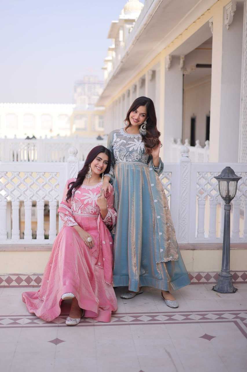 Ynf Satin KESH491 9315 Gowns Wholesale Embroidery Gowns Satin Gowns Sequin Gowns Manufacturer- Kapda Export