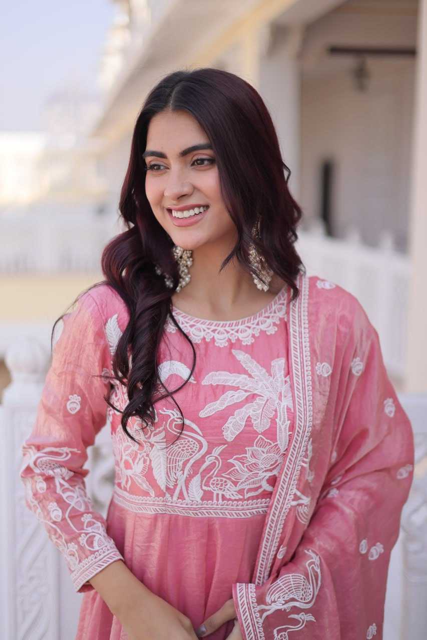 Ynf Satin KESH491 9315 Gowns Wholesale Embroidery Gowns Satin Gowns Sequin Gowns Manufacturer- Kapda Export