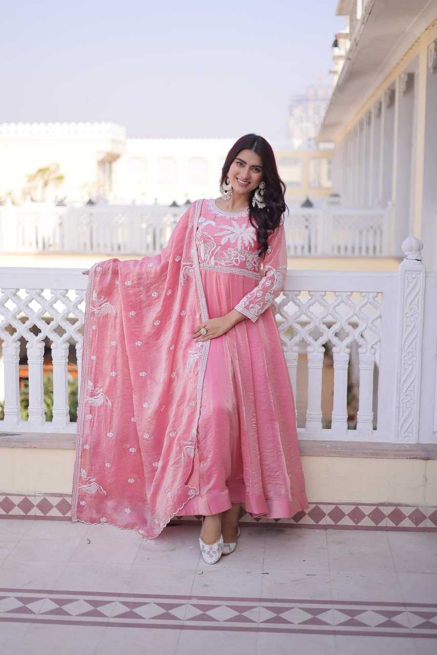 Ynf Satin KESH491 9315 Gowns Wholesale Embroidery Gowns Satin Gowns Sequin Gowns Manufacturer- Kapda Export