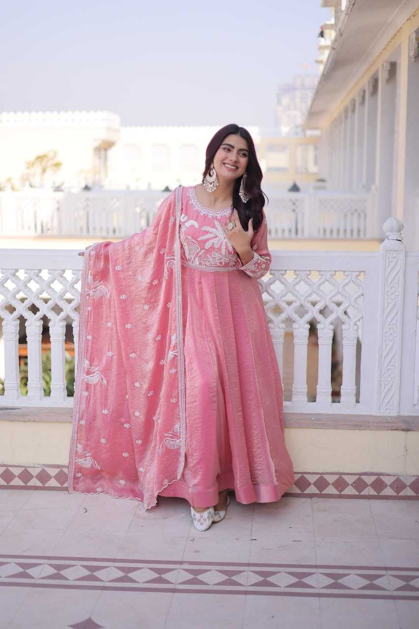 Ynf Satin KESH491 9315 Gowns Wholesale Embroidery Gowns Satin Gowns Sequin Gowns Manufacturer- Kapda Export