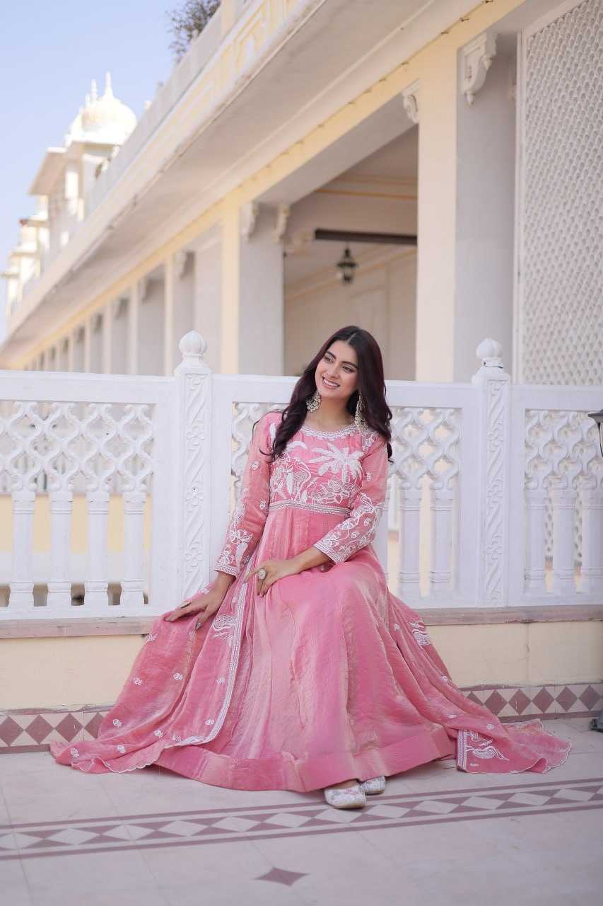 Ynf Satin KESH491 9315 Gowns Wholesale Embroidery Gowns Satin Gowns Sequin Gowns Manufacturer- Kapda Export