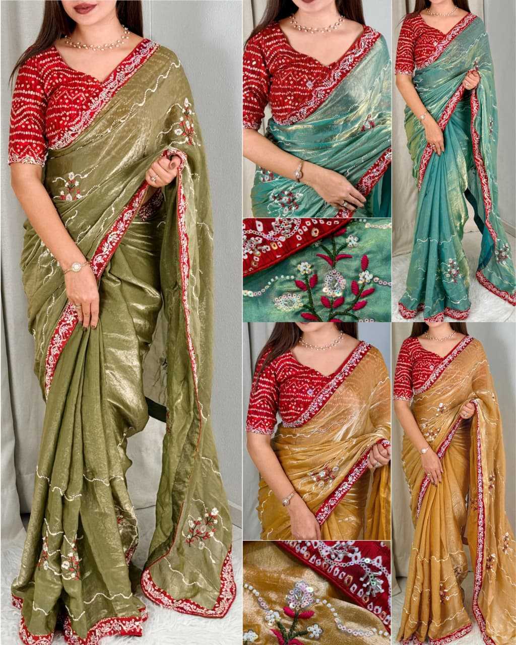 Ynf Satin KESH501 Aishwarya Sarees Wholesale Embroidered Sarees Bandhani Sarees Satin Sarees Manufacturer- Kapda Export