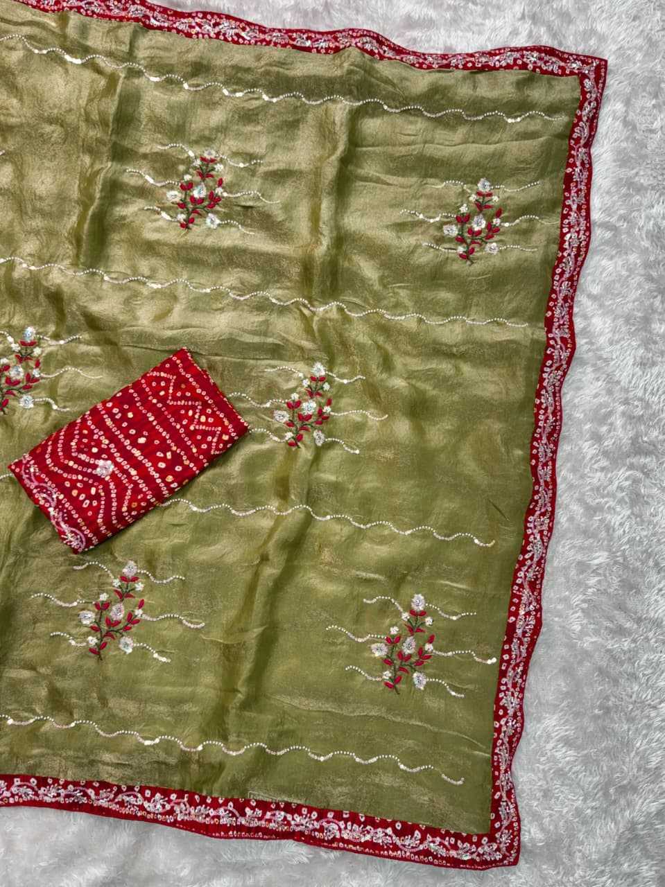 Ynf Satin KESH501 Aishwarya Sarees Wholesale Embroidered Sarees Bandhani Sarees Satin Sarees Manufacturer- Kapda Export