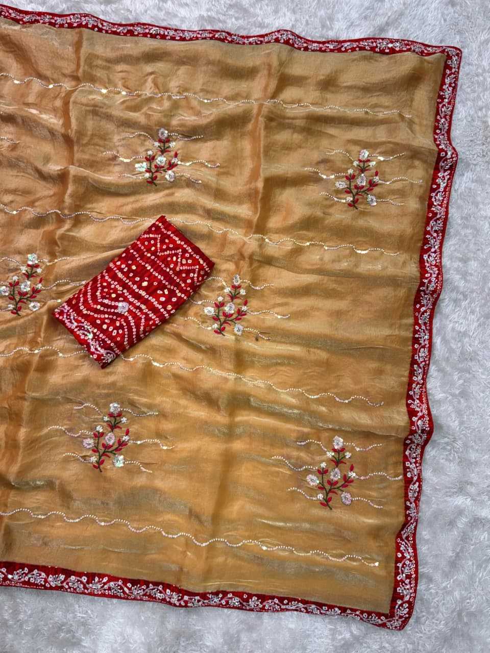 Ynf Satin KESH501 Aishwarya Sarees Wholesale Embroidered Sarees Bandhani Sarees Satin Sarees Manufacturer- Kapda Export