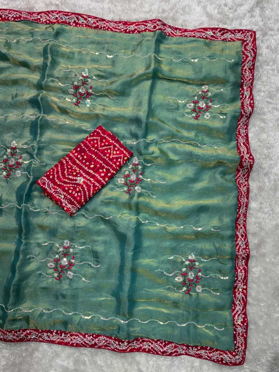 Ynf Satin KESH501 Aishwarya Sarees Wholesale Embroidered Sarees Bandhani Sarees Satin Sarees Manufacturer- Kapda Export