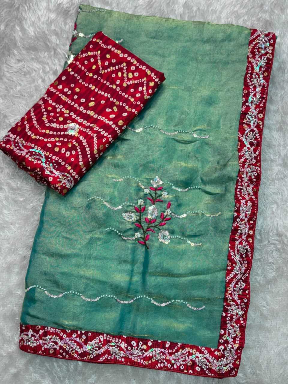 Ynf Satin KESH501 Aishwarya Sarees Wholesale Embroidered Sarees Bandhani Sarees Satin Sarees Manufacturer- Kapda Export