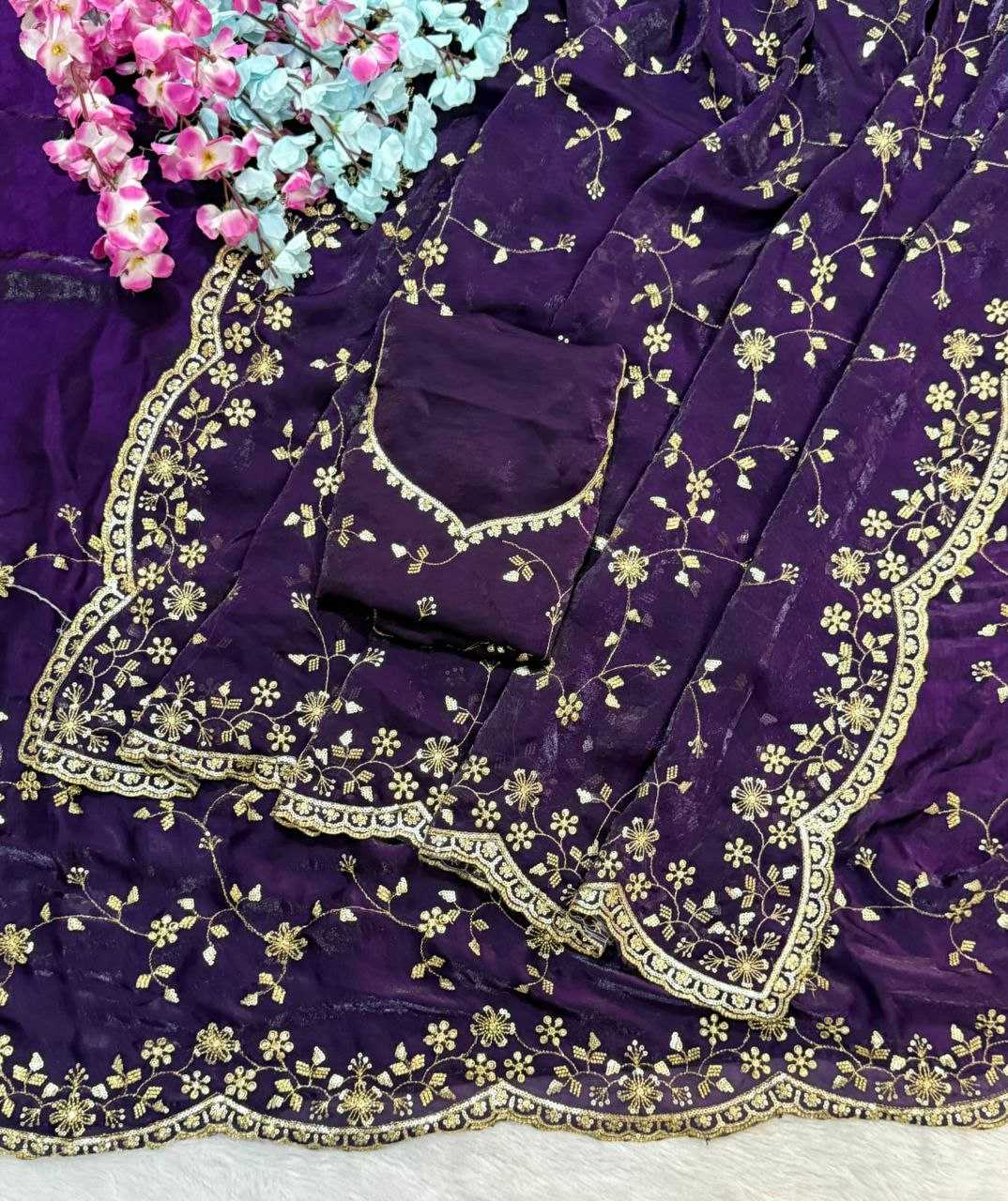 Ynf Satin KESH588 SHREE Sarees Wholesale Embroidered Sarees Sequins Work Saree Satin Sarees Manufacturer- Kapda Export