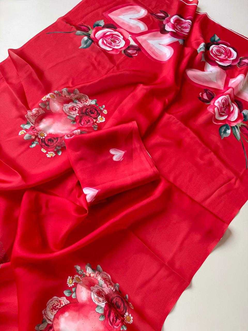 Ynf Satin KESH681 Valentine Sarees Wholesale Georgette Sarees Block Print Sarees Satin Sarees Manufacturer- Kapda Export