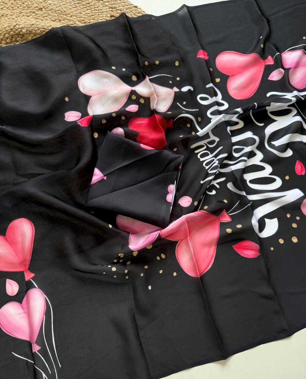 Ynf Satin KESH681 Valentine Sarees Wholesale Georgette Sarees Block Print Sarees Satin Sarees Manufacturer- Kapda Export