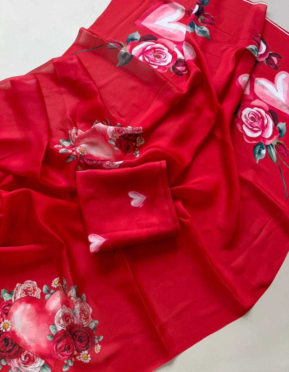 Ynf Satin KESH681 Valentine Sarees Wholesale Georgette Sarees Block Print Sarees Satin Sarees Manufacturer- Kapda Export