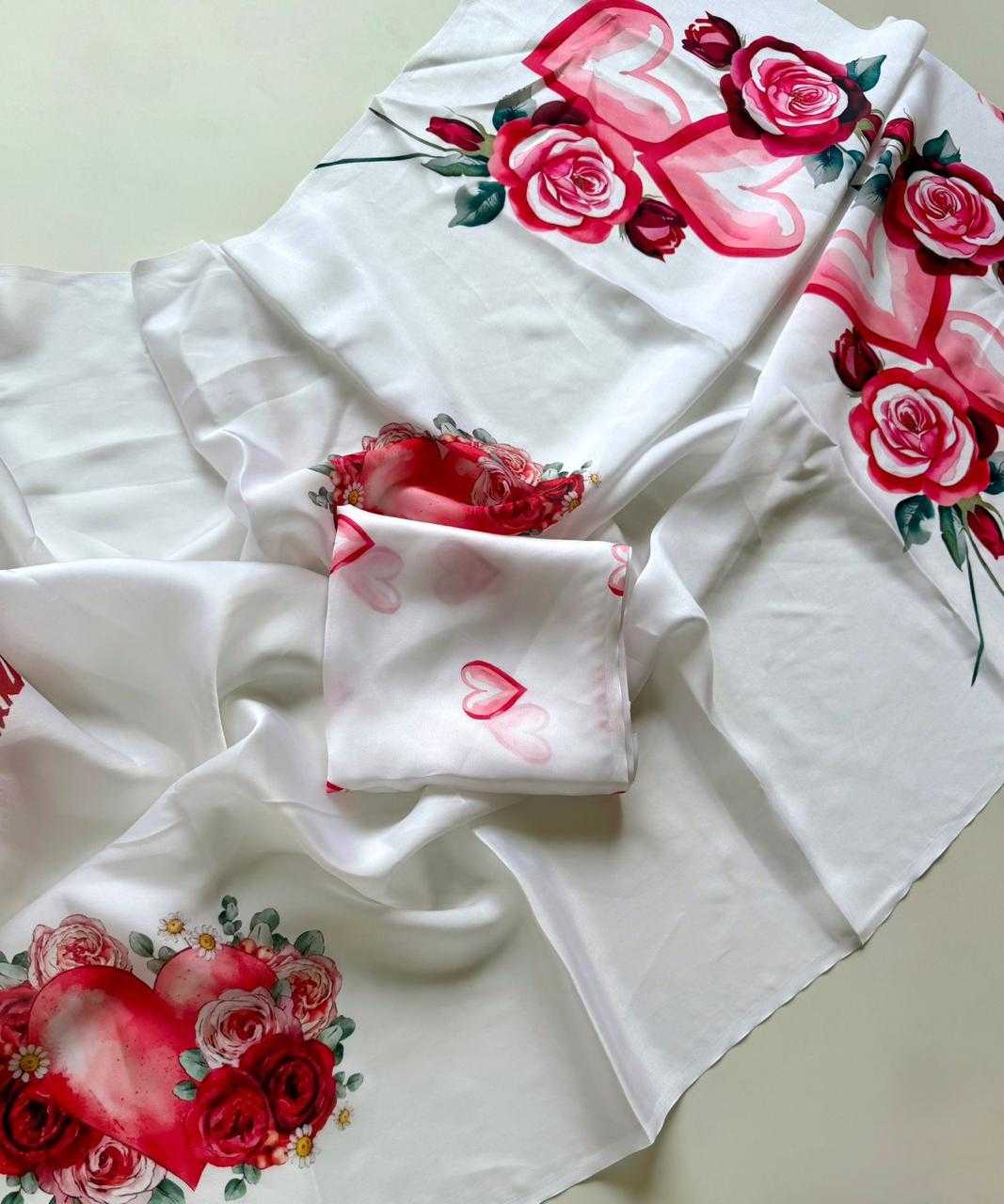 Ynf Satin KESH681 Valentine Sarees Wholesale Georgette Sarees Block Print Sarees Satin Sarees Manufacturer- Kapda Export