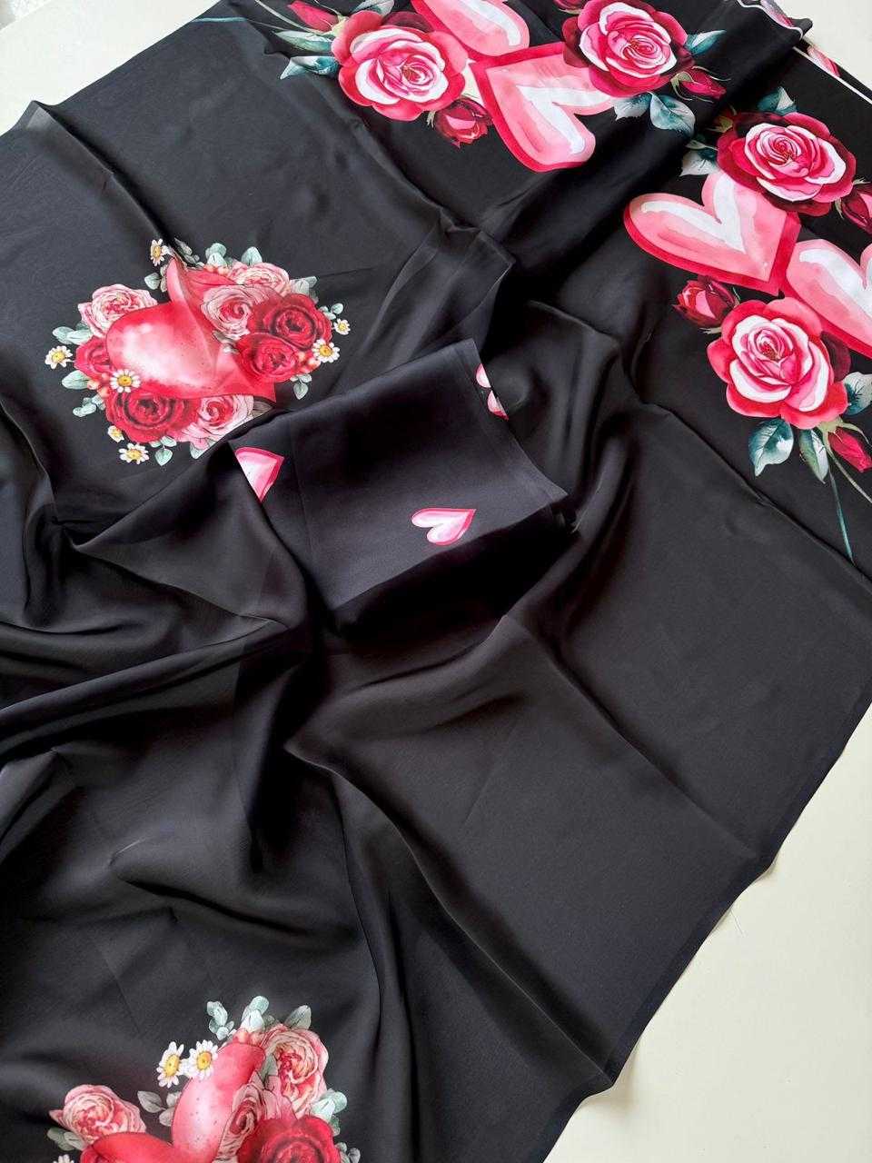 Ynf Satin KESH681 Valentine Sarees Wholesale Georgette Sarees Block Print Sarees Satin Sarees Manufacturer- Kapda Export